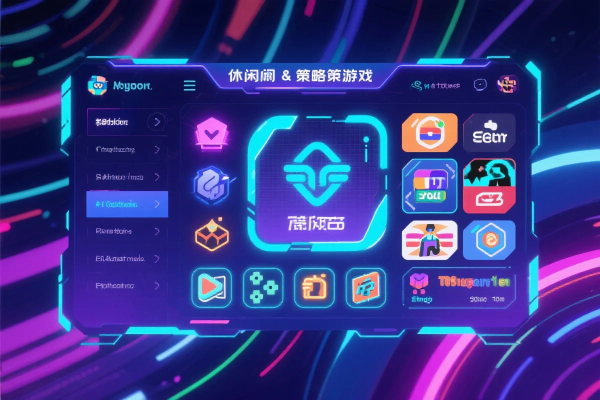 多样化游戏类别的数字界面